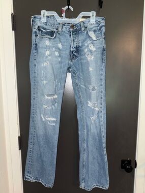 Hollister Light Blue Distressed Flare Jeans